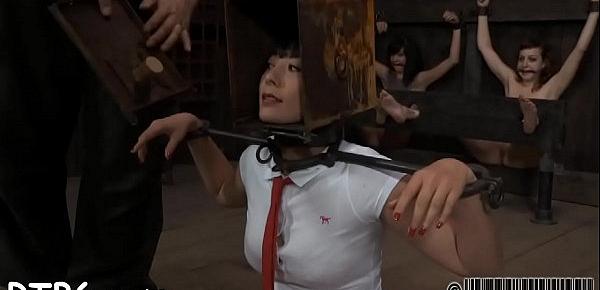  Tied up beauty receives vicious pleasuring for her muff